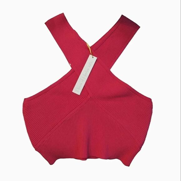 House of Harlow 1960 Hot Pink Ribbed Cross Over Halter Crop Top Large NWT - Picture 17 of 17